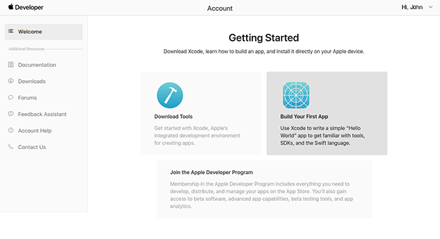 Dashboard - Join Apple Developer Program