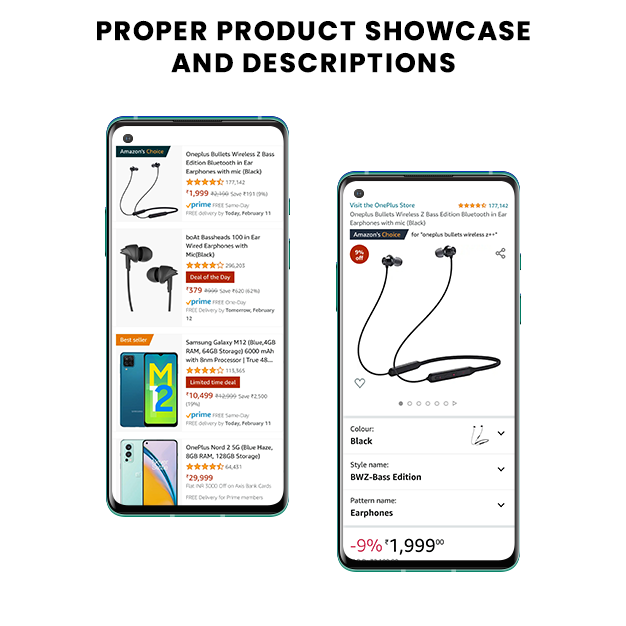 Proper Product Showcase and Descriptions