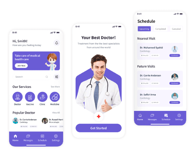 Medical App screens